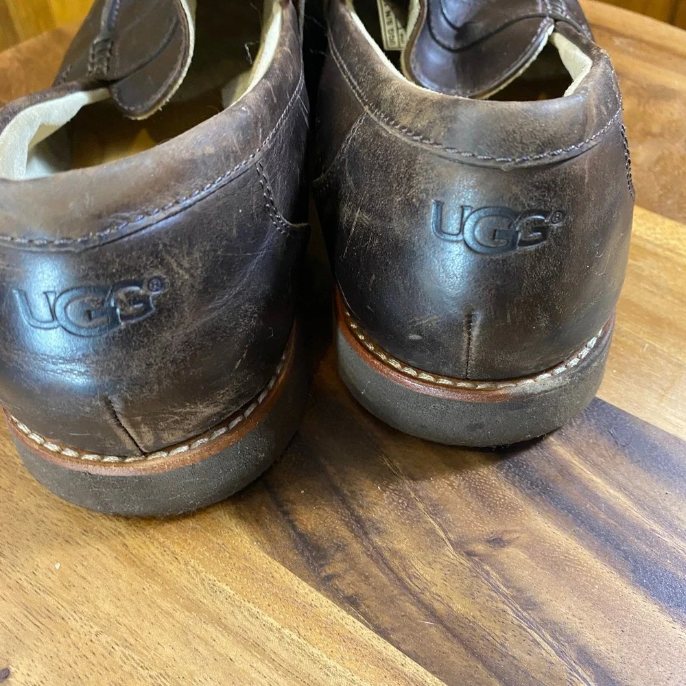 UGG Barren Brown Leather Penny Loafers Mens Shoes sz 12